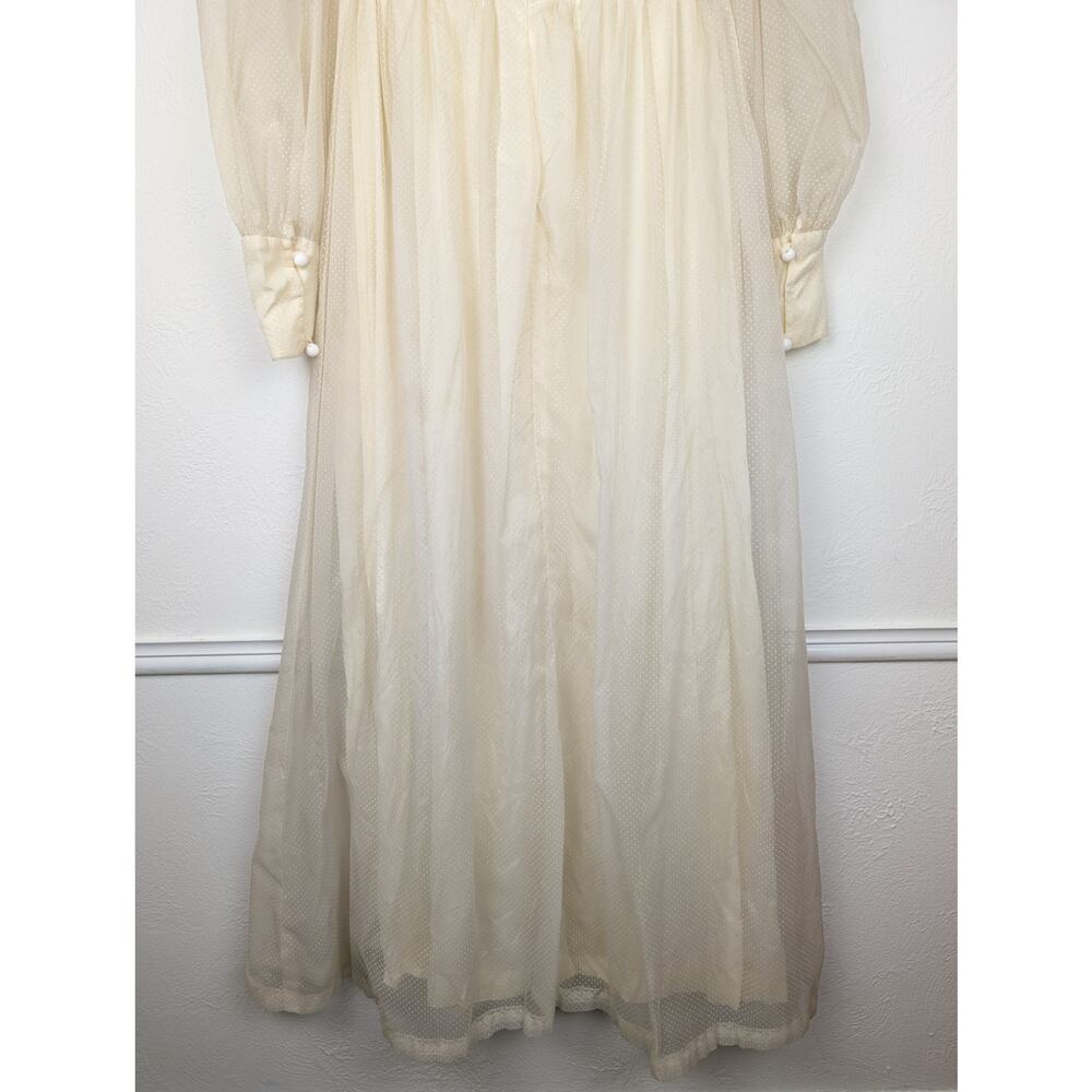 Vintage Maxi Dress Swiss Dot Sheer Boho Prairie Boho Coquette Fairy Cream Size S - Picture 7 of 12